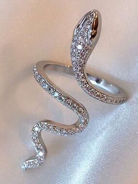 Silver Pavé Snake Wrap Ring - Women Jewelry